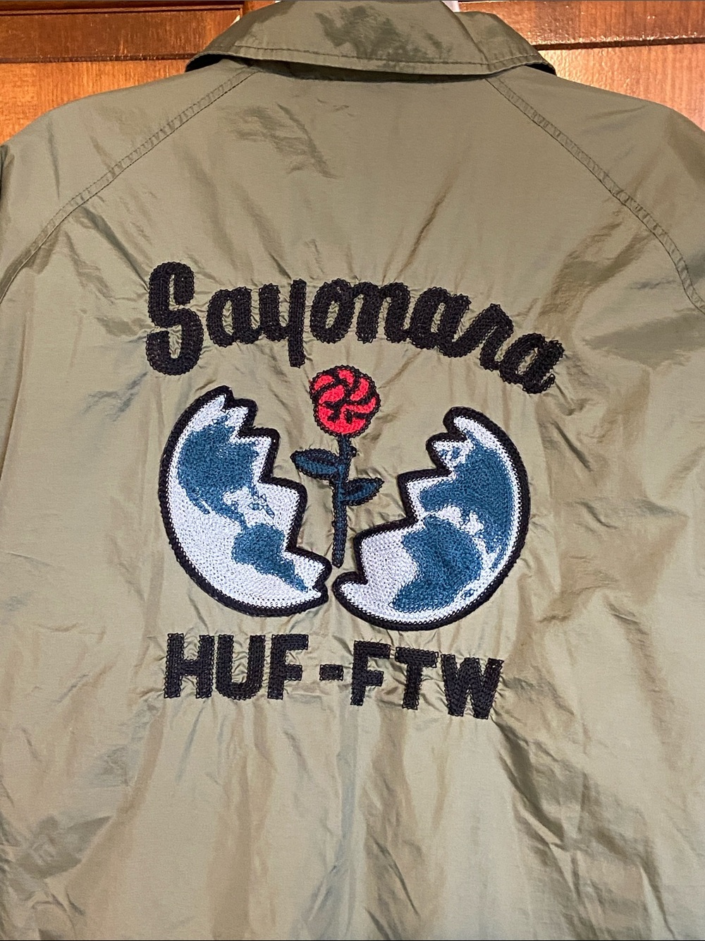 Huff Sayonara embroidered coaches full snap Streetwear wind breaker jacket XL - Picture 8 of 15